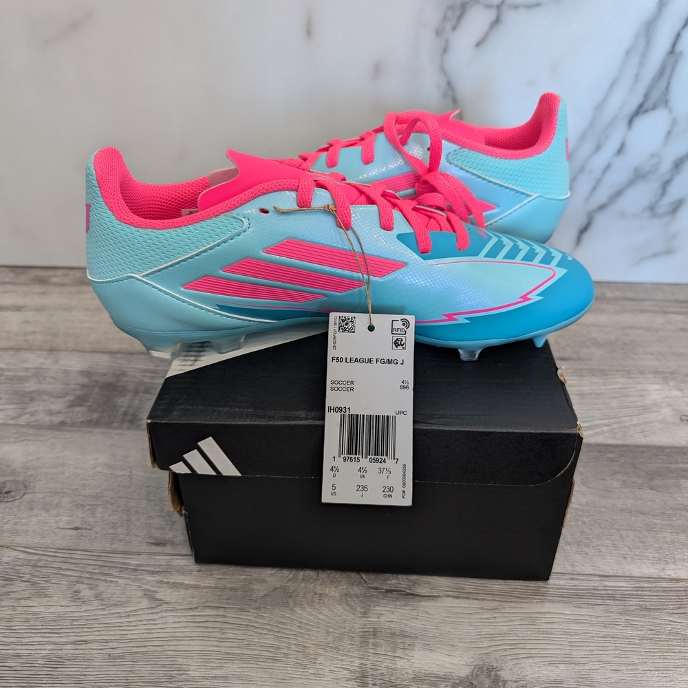 Adidas Turquoise and Pink Soccer Cleats